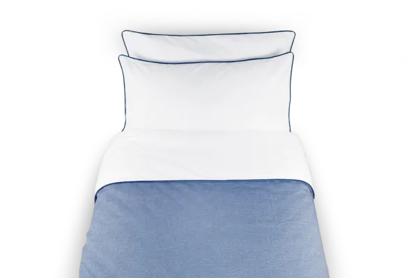 LEVIA Cover in Bed Jaquard / Percale Cotton - Blue / White
