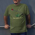 Funny Dads Against Weed T-Shirt featuring a weed whacker and dandelion weeds