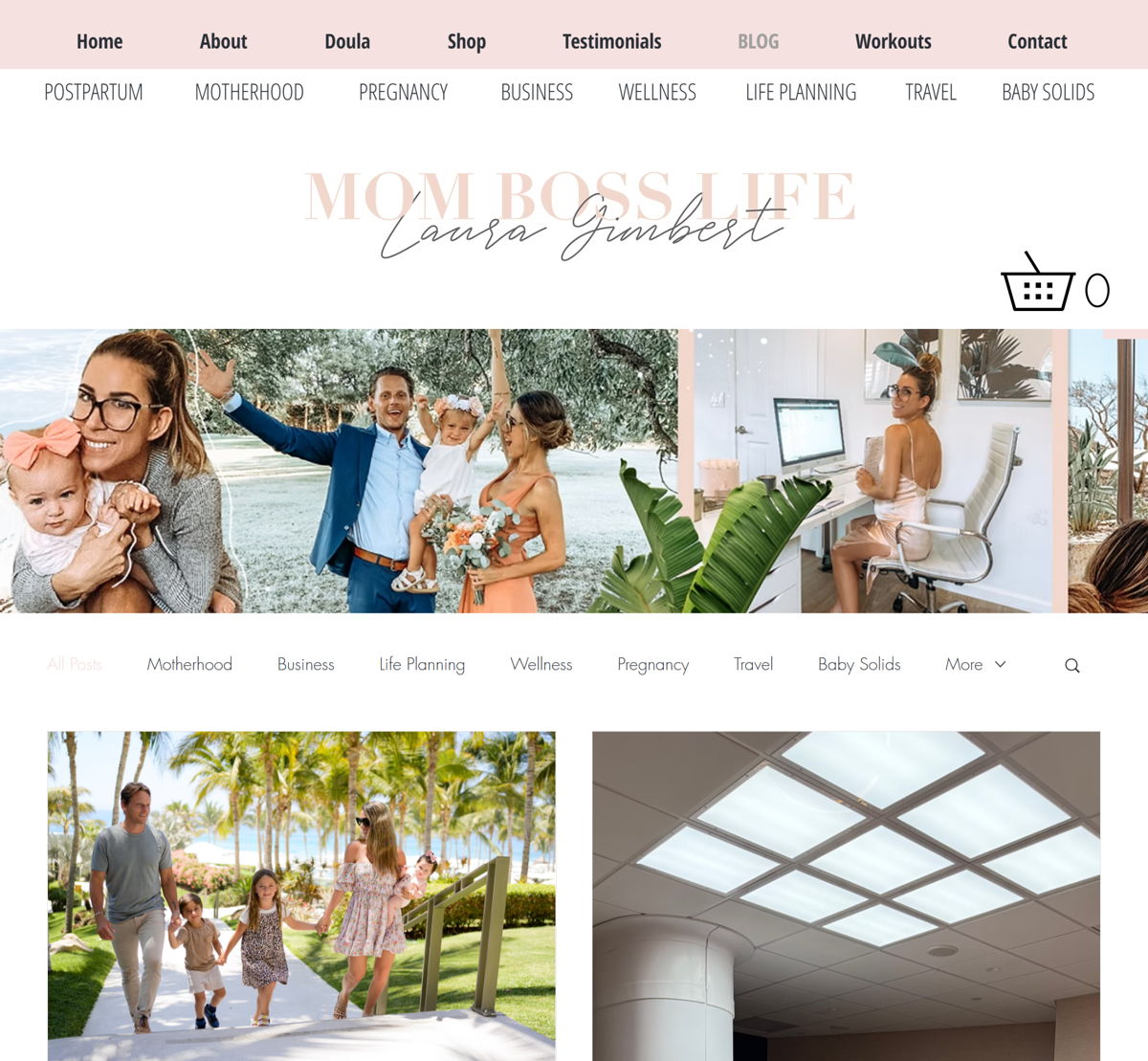 Screenshot of Mom Boss Life, from the wix blog examples collection.