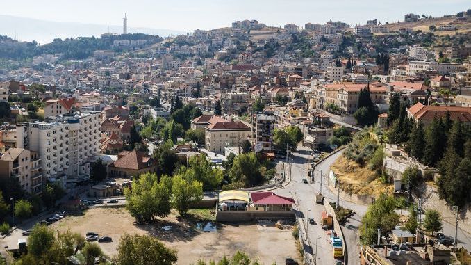 Morning view of the cityscape of Zahle, Lebanon