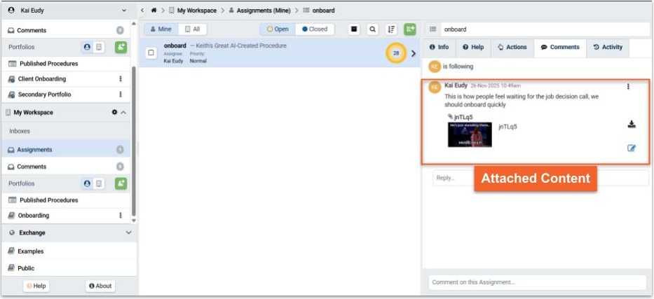 Attachment on a Comment