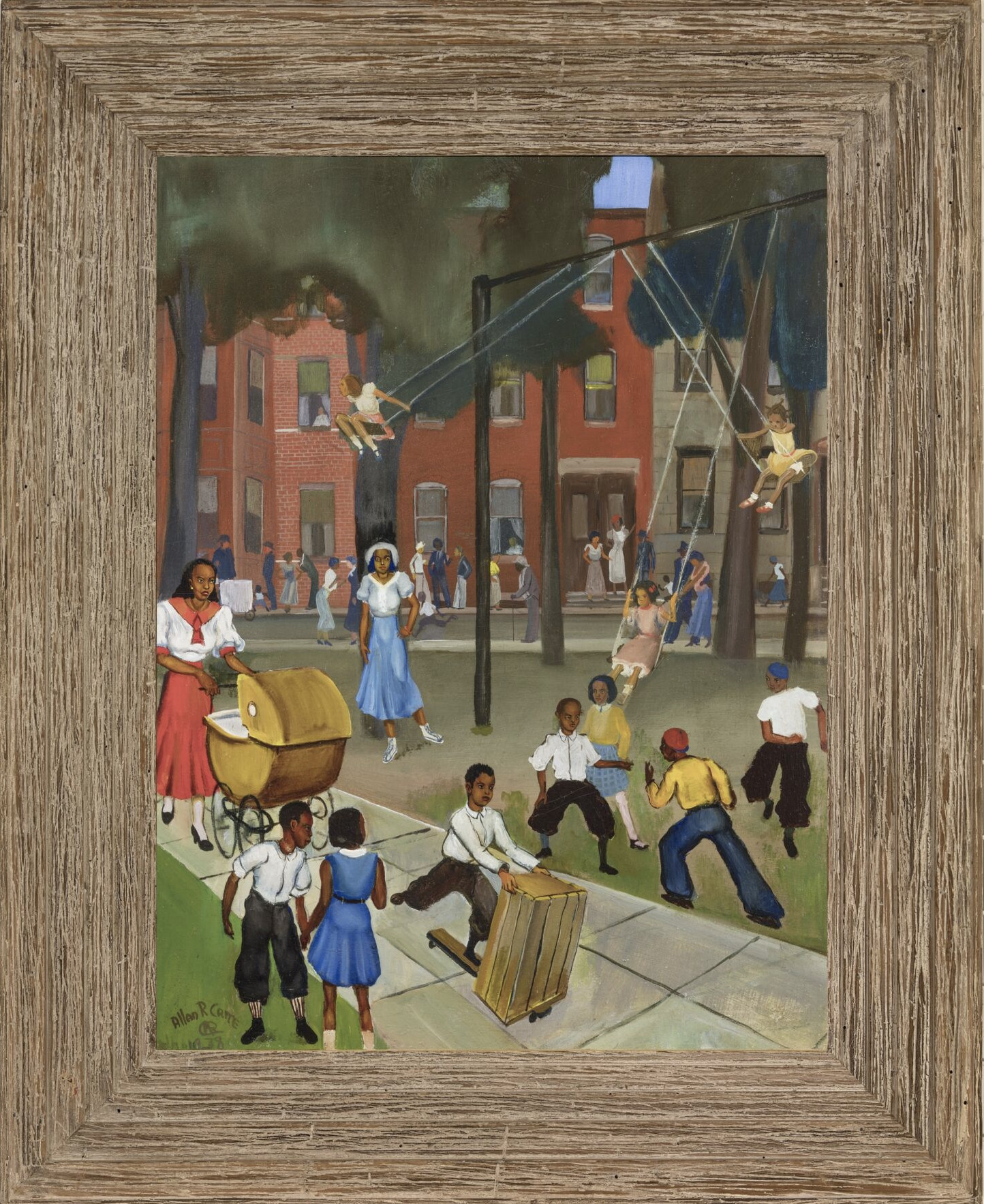 Allan Rohan Crite (American, 1910–2007), Play at Dark, 1935, oil on canvas board. Courtesy of the Thomas H. and Diane DeMell Jacobsen PhD Foundation.
