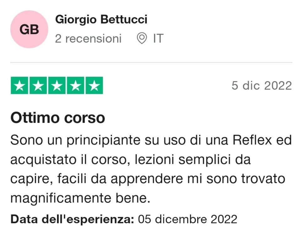 Corso di fotografia online Midnuances - 5 stelle su TrustPilot