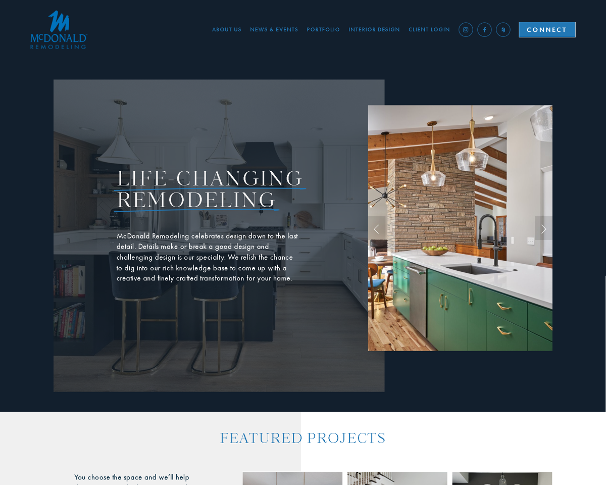 Screenshot of McDonald Remodeling, from the remodeling websites collection.