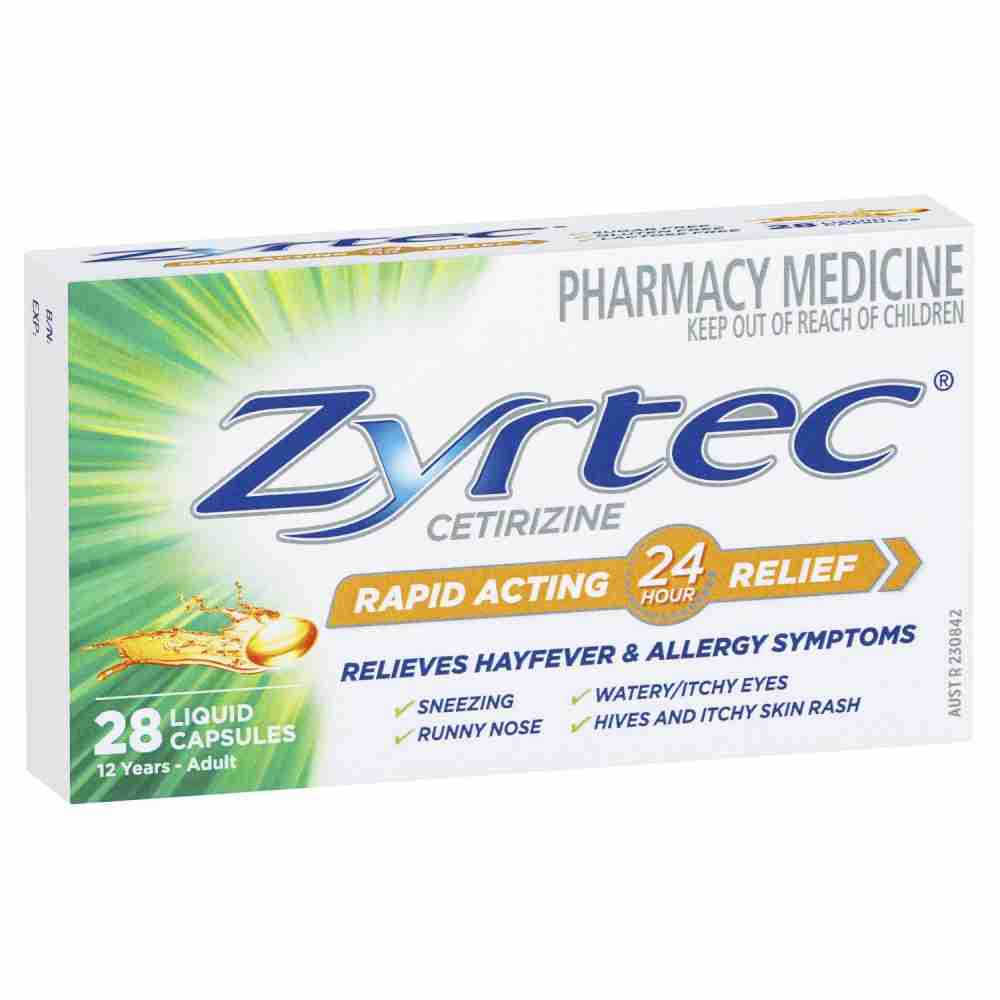 Zyrtec Rapid Acting Relief Hayfever & Allergy Liquid Capsules 28 Pack