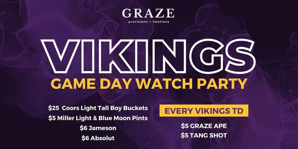 Vikings Game Day Watch Party + Specials on Event Vesta
