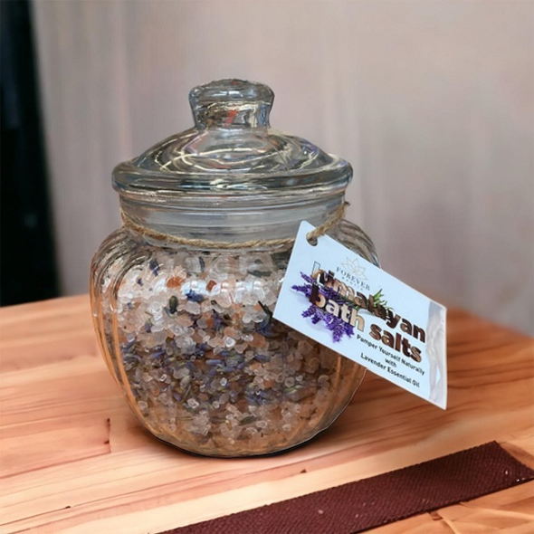 Himalayan Bath Salt Infused with Lavender Essential Oil - 700g Jar