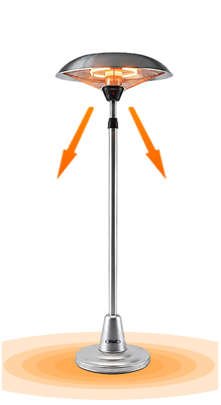 Calefactor de terraza de pie ANWO con cobertura de calor de hasta 20 m²