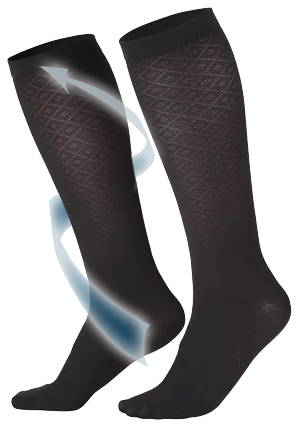 Ladies' Knee High Diamond Pattern Socks with Arrow Travelling Up Leg