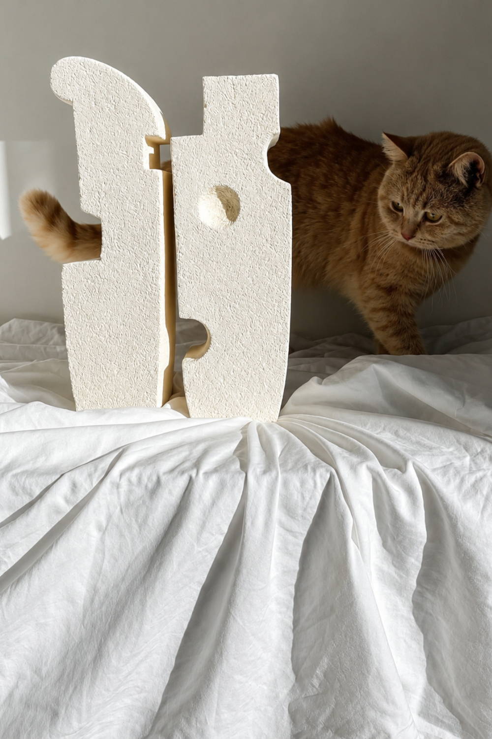 Gilani Collection Sculpture Art by Evelyn Michaelides - Hand-carved, organic-shaped limestone sculpture art.