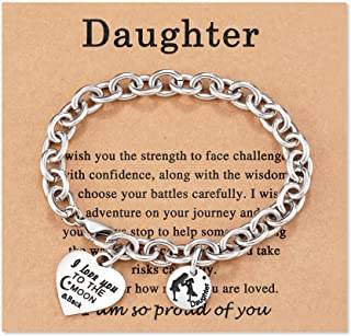 an engraved Stainless Steel no color changing bracelet with "I Love You to The Moon & Back" phrase is the best gift for daughter