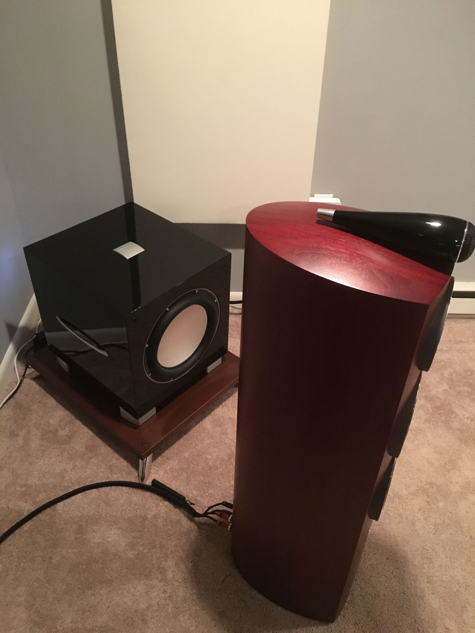 Still experimenting with optimal subwoofer placement.