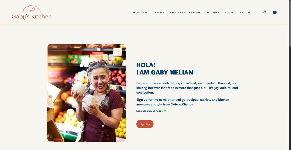 Screenshot of Gaby Melian, from the personal websites collection.