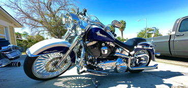 2007 HARLEY-DAVIDSON FLSTN SOFTAIL DELUXE (TWO-TONE) motorcycle for rent near Las Vegas, NV