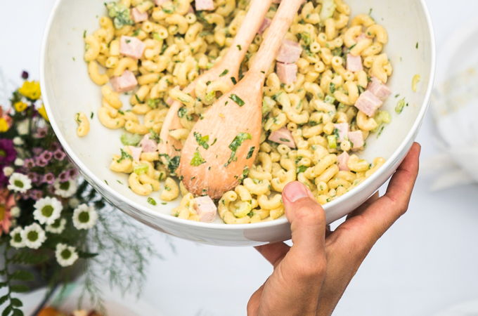 Cold Ham and Mustard Macaroni Salad
