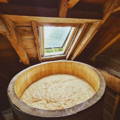 Cuve de fermentation Washback en bois de la distillerie Dornoch dans le nord-ouest des Highlands d'Ecosse