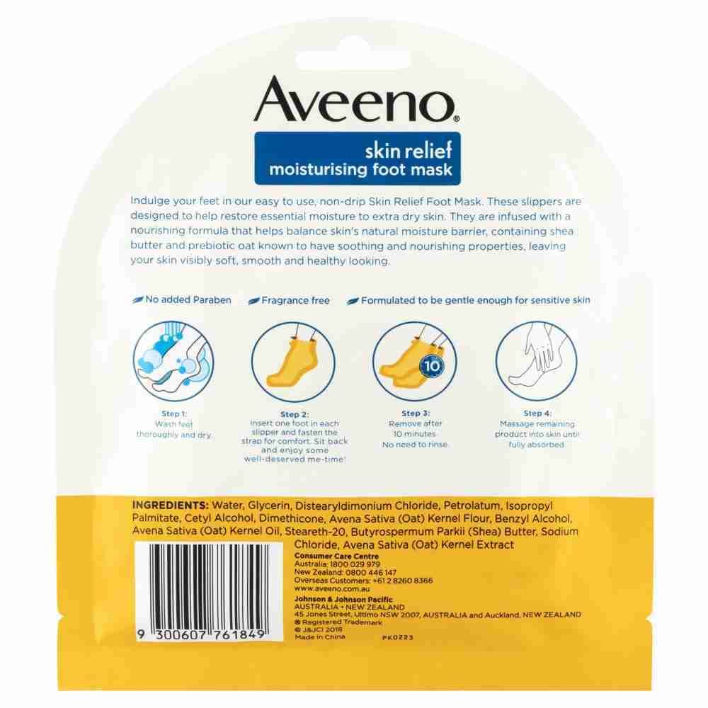 Aveeno Skin Relief Fragrance Free Moisturising Foot Mask 1 Pack - Image 2