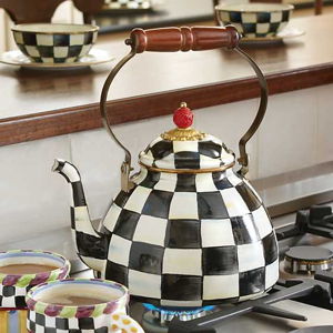 Courtly Check 3 Quart Tea Kettle- Black & White