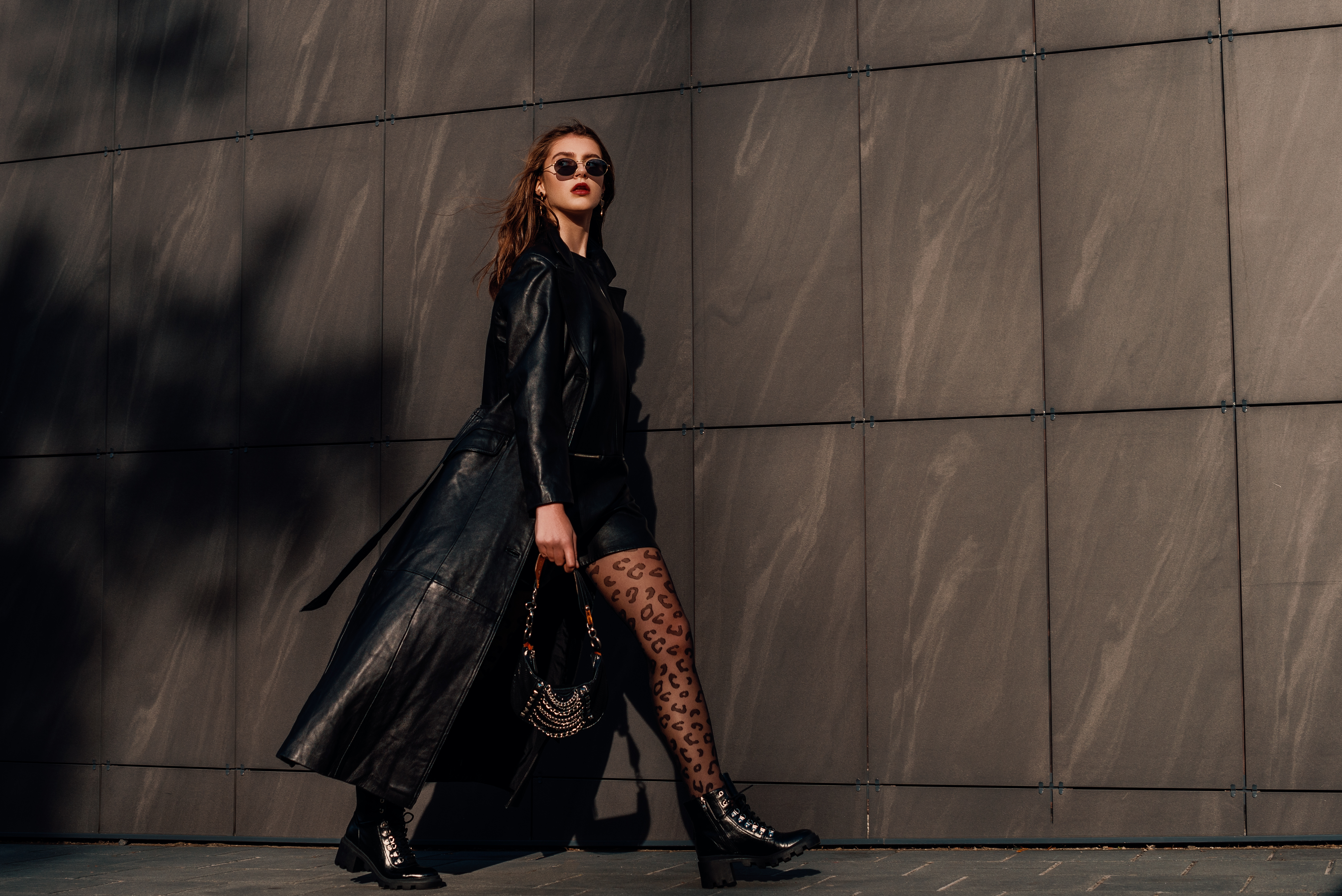 Woman in fashion shoot on street