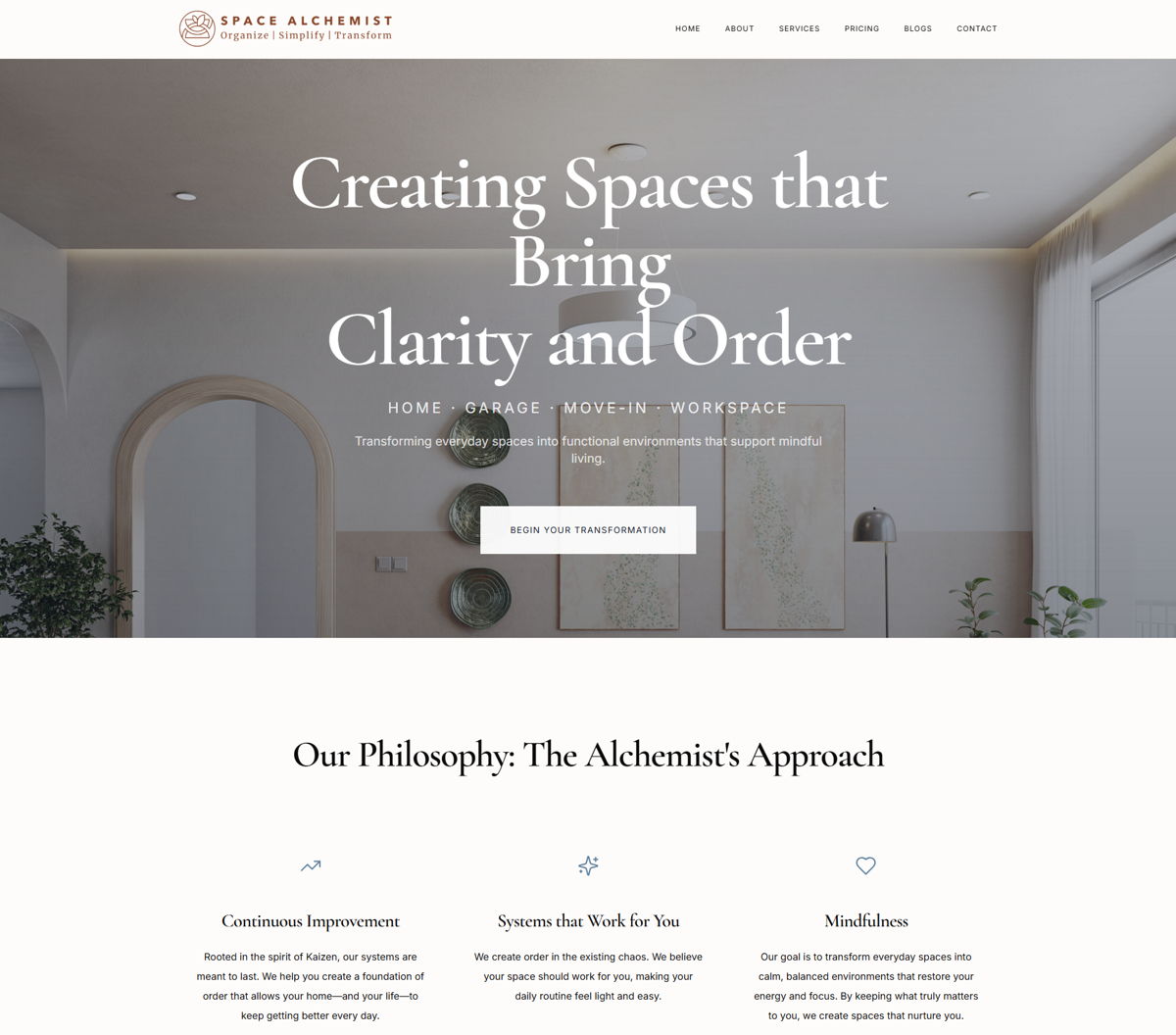 Screenshot of Space Alchemist , from the godaddy airo websites collection.