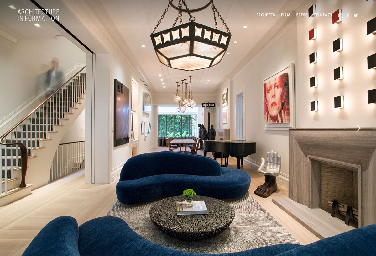 Screenshot of Architecture In Formation, from the squarespace websites  collection.