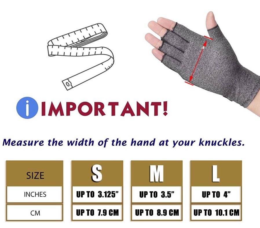 compression glove size chart