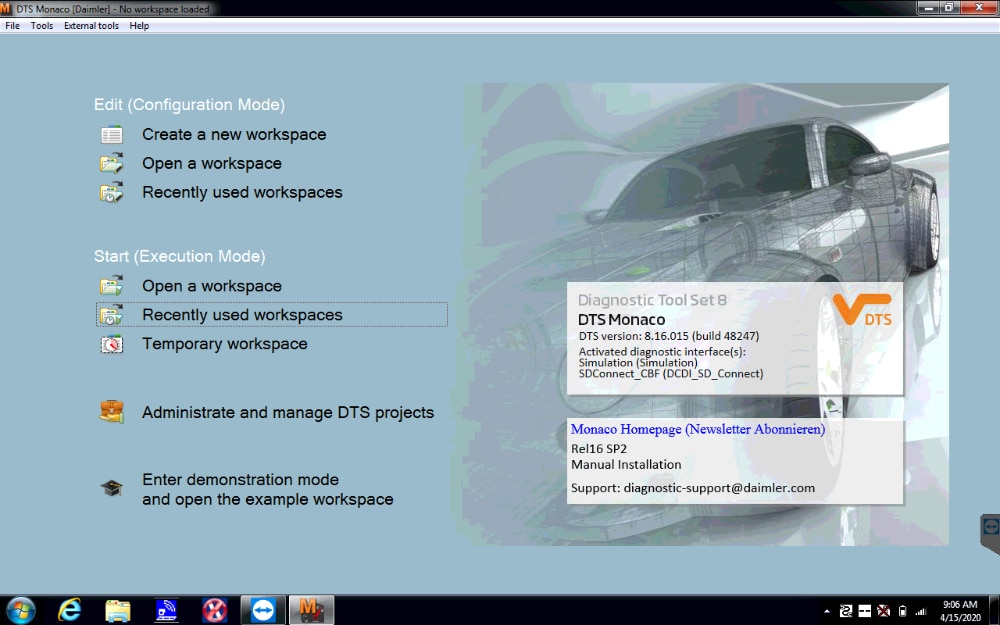 DTS Monaco V8.16.015 2020/03 für mb star c4 c5 c6 sd vci Das/Xentry mit Installationsschritten
