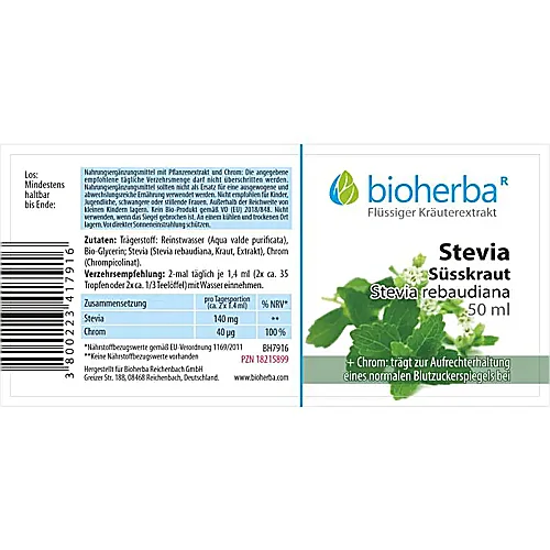 Stevia Süsskraut, Stevia rebaudiana, Tropfen, Tinktur 50 ml