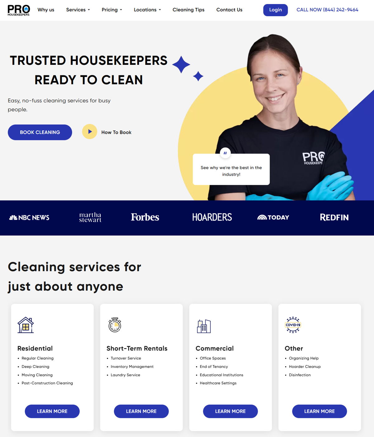 Screenshot of Pro Housekeepers, from the wordpress websites collection.