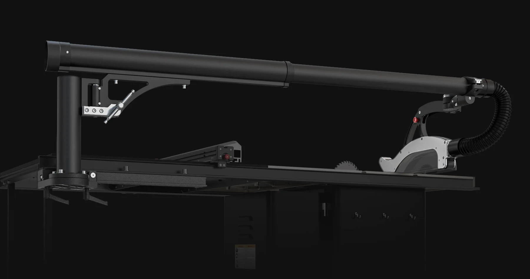 universal overhead guard table saw accessory Shark S10 attached to table saw to improve protection