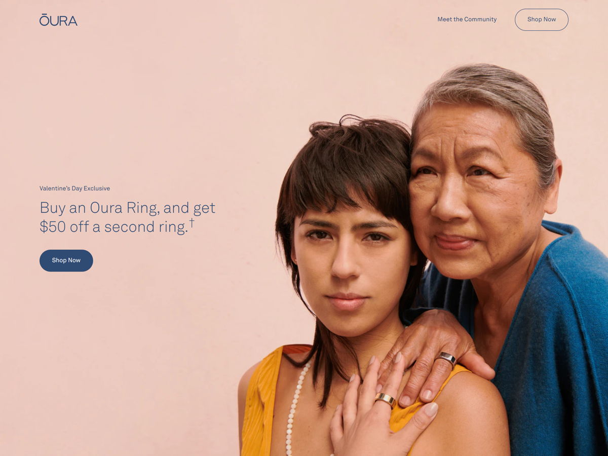 Screenshot of Oura , from the ecommerce websites collection.