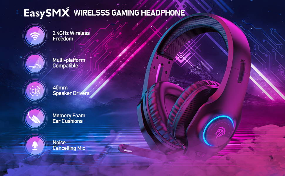 EasySMX V02W Wireless Gaming Headset for More Devices