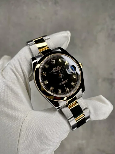 Rolex Datejust 41 Black Diamond Dial Smooth Bezel Oyster Bracelet