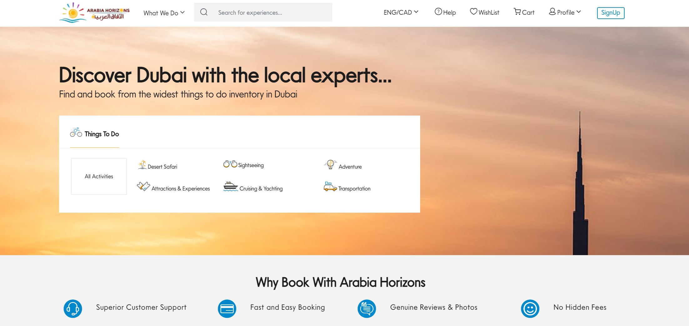 Zaui Booking Software connects with Arabia Horizons selling experiences