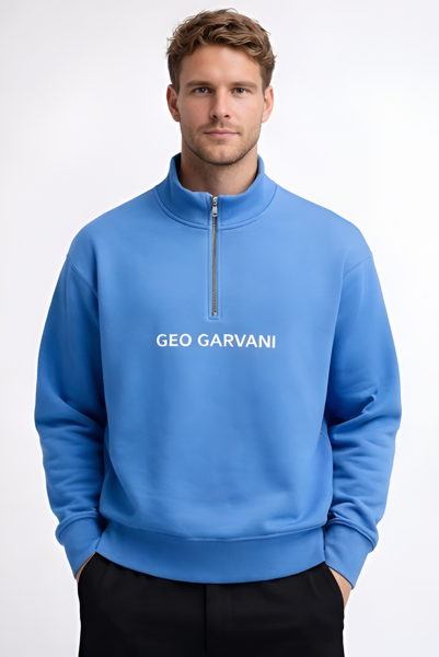 Sweatshirt with Zipped Neckline Cotton Fleece