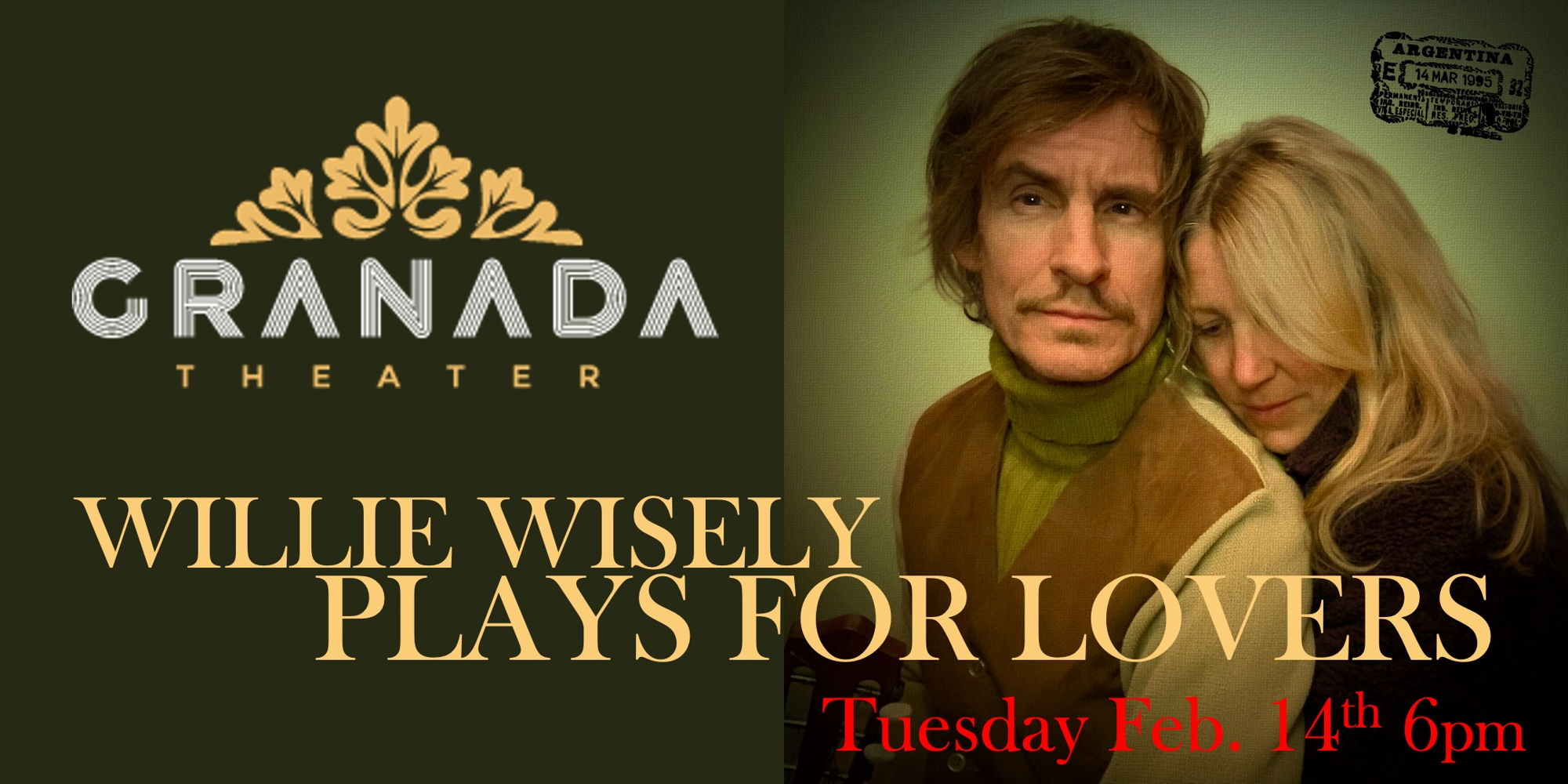 Willie Wisely Plays For Lovers, A Valentine's Evening of Dining & Music promotional image