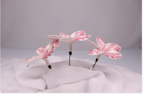 Blossom Tribal Tattoo Frangipani Real Touch (6 Pack) - Realistic Artificial Flowers - Image 6