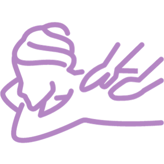 Sketch of a person bowling with a raised arm and a curved bowling lane line.