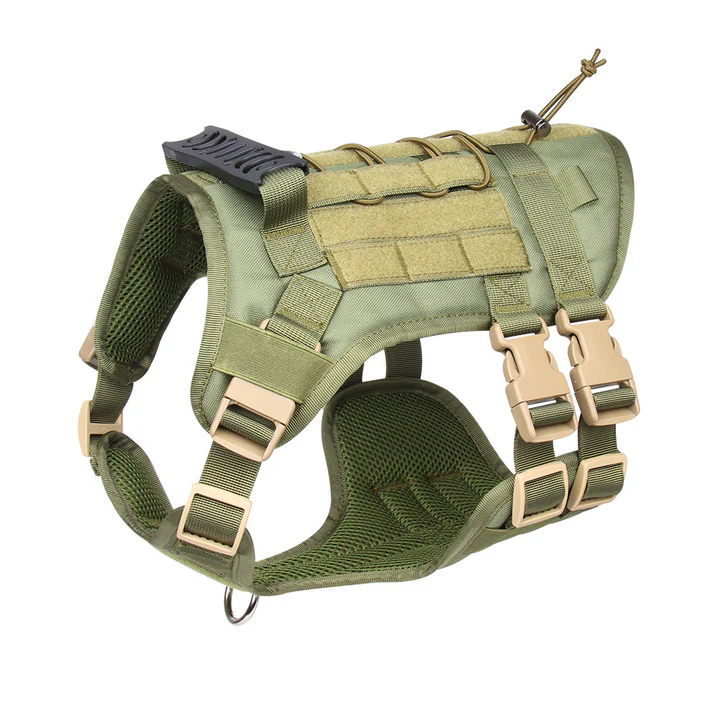 Green Tactical Dog Training Harness - Adjustable Vest for Training and Walking