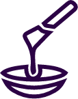 purple icon of wax process