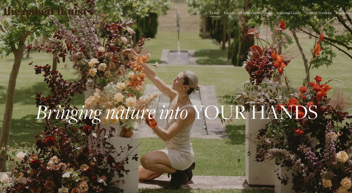 Screenshot of The Naked Florist, from the florist & flower shop websites collection.