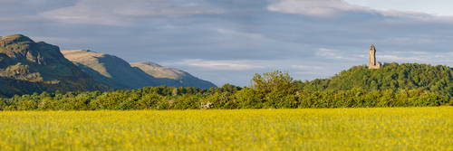 A 220 foot high sandstone tower sitting atop a small steep hill in Stirling, The Wallace Monument, a tribute to William Wallace