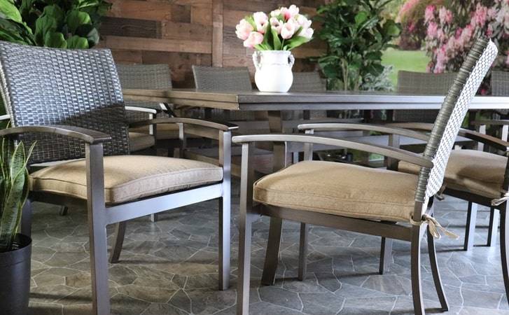 Glen Lake Home and Patio Sedona Outdoor Patio Dining Collection Aluminum Frames with Wicker Accents