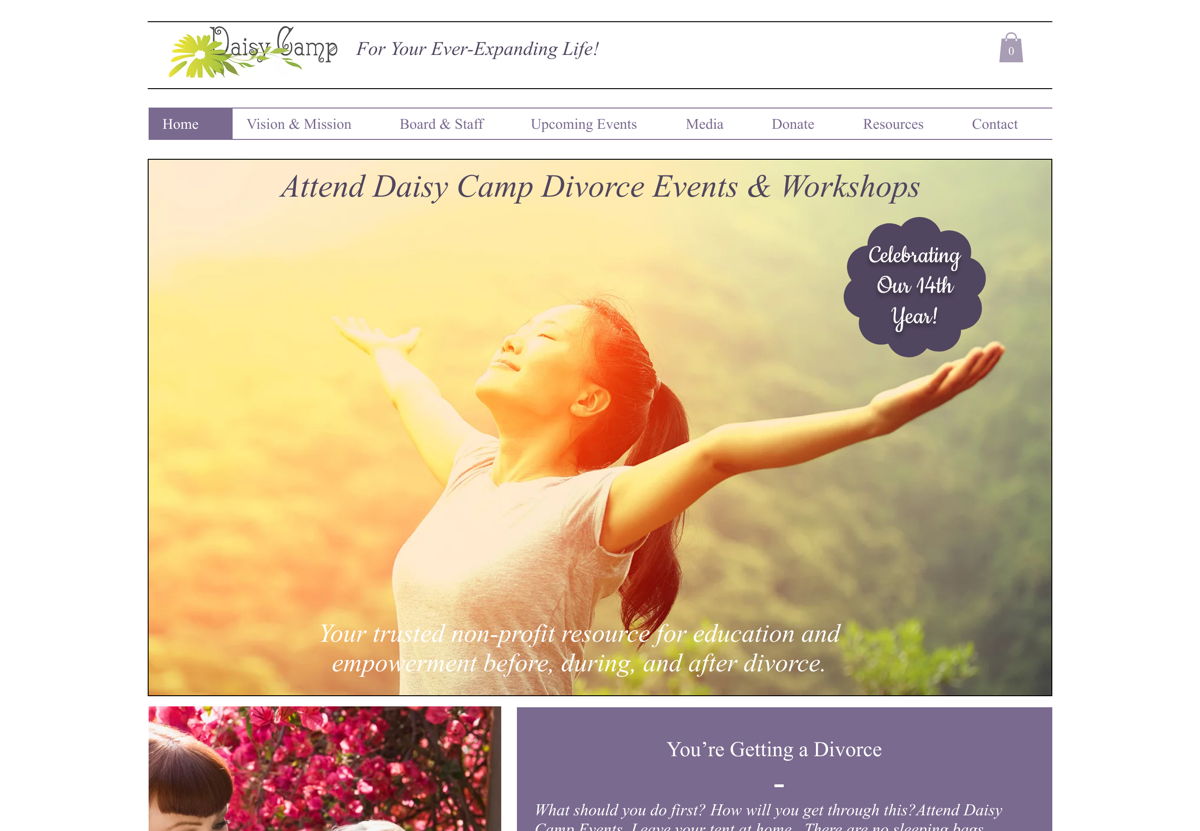 Screenshot of Daisy Camp, from the nonprofit & charity websites collection.