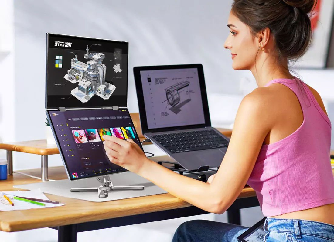 D15 Portable Dual View Monitor 15.6