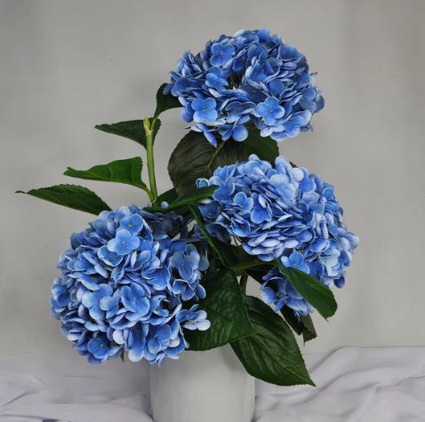 Dark Blue Hydrangeas in Ceramic Vase - Realistic Artificial Flowers - Image 2
