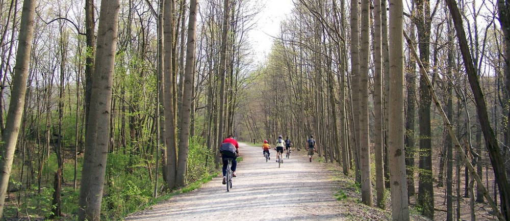 Group of cyclists on Great Allegheny Passage