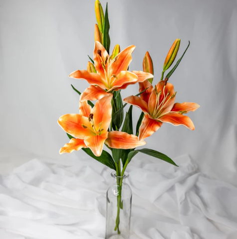 Orange Asiatic Lily Small - Realistic Artificial Flowers