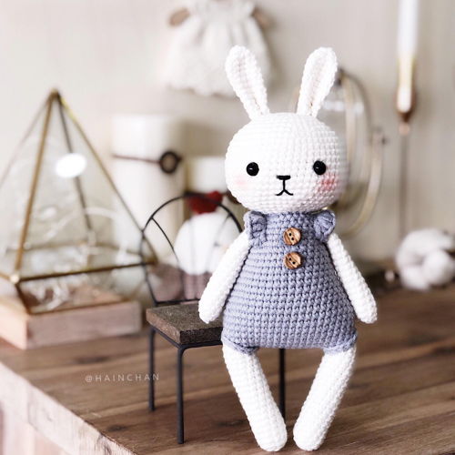 Lucy the Bunny Amigurumi Crochet Pattern - Brinquedo de coelhinho fofo e fofo | Hainchan