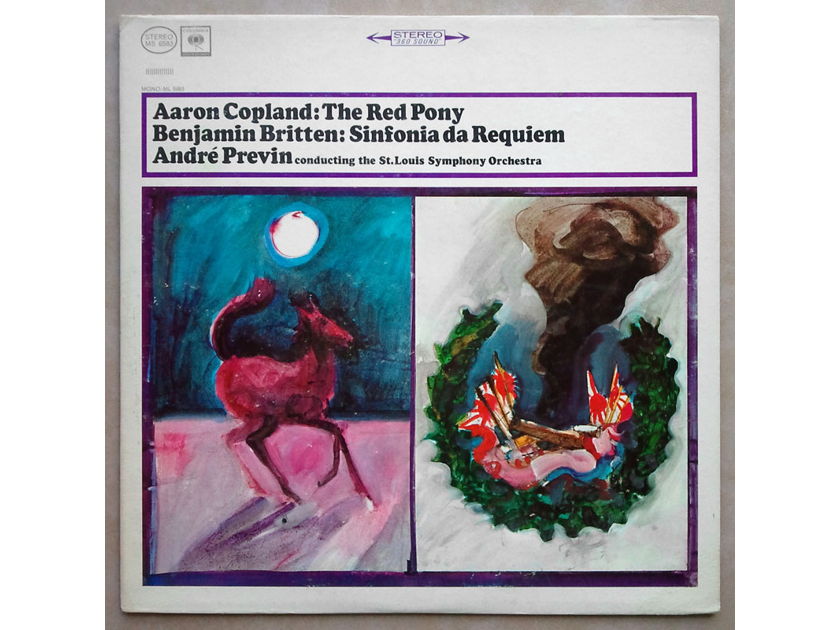 Columbia 2-eye/Previn/Britten - Sinfonia da Requiem, Copland: The Red Pony / EX